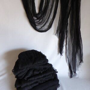 19 YARDS LOT OF 16 HALLOWEEN DECORATIVE BLACK CREEPY CLOTH SHEER FABRIC YARDAGE